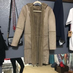 Zara reversible Sherpa and micro suede tan coat!